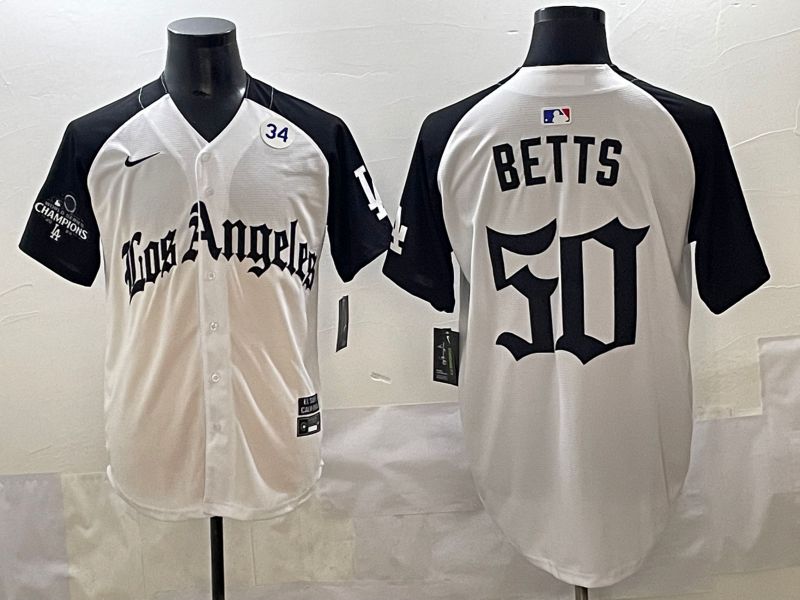 Men 2025 Los Angeles Dodgers #50 Betts White black Five generations Joint Name Nike MLB Jersey style 52610->los angeles dodgers->MLB Jersey